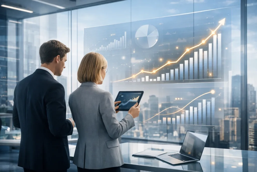 CFD forex organic growth dashboard showing SEO performance and traffic trends.